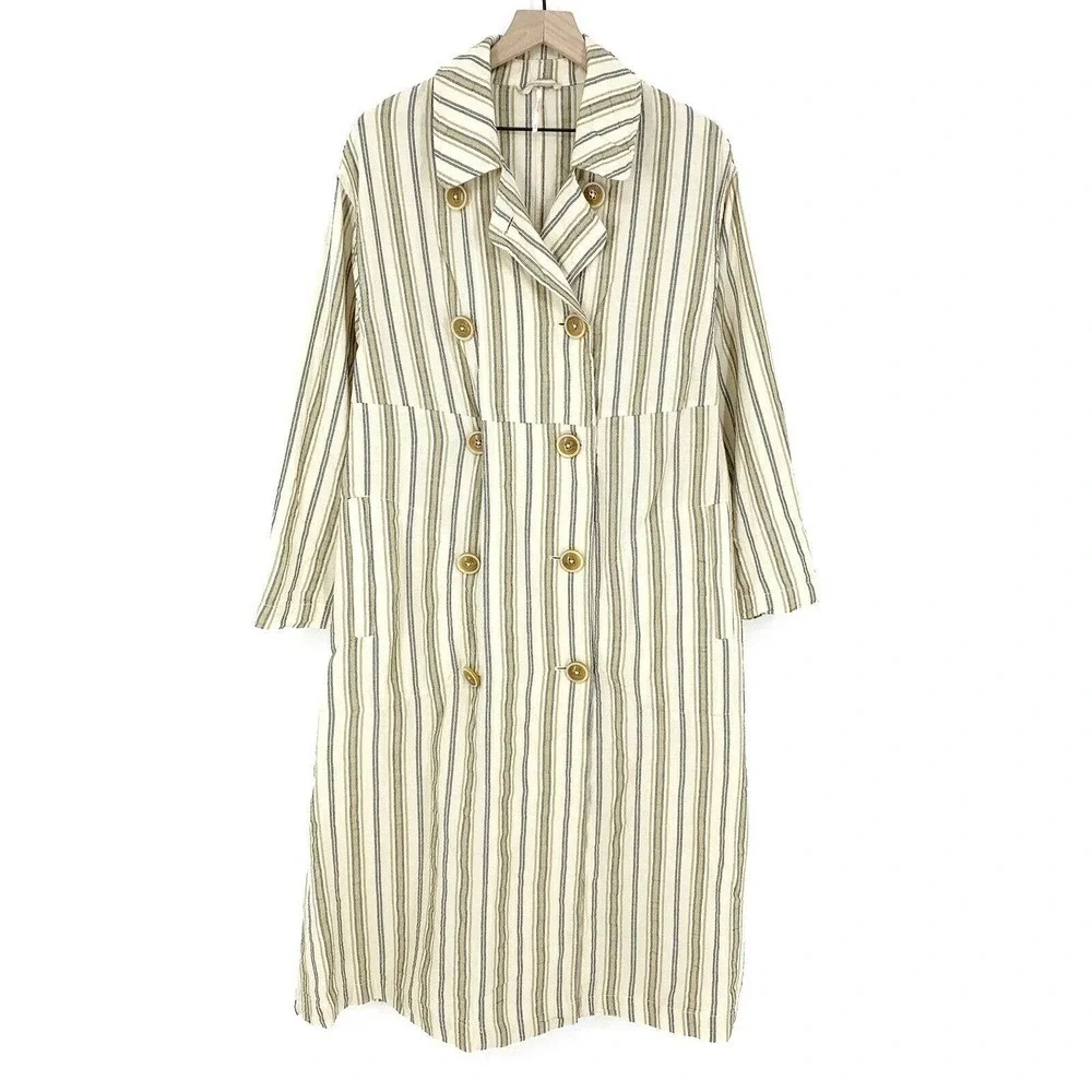 Free People Sweet Melody Trench Coat‎ Long XS Double Breasted Capsule Minimalist